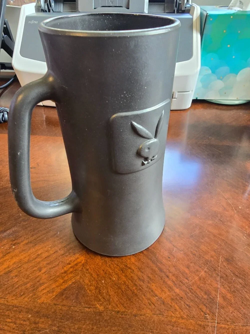Vintage Playboy Bunny Black Ceramic Beer Stein Mug Large Tankard Barware EUC